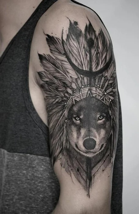 Native-American-Wolf-Tattoo