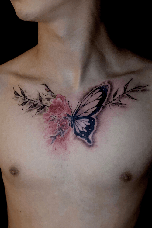 butterfly tattoo chest