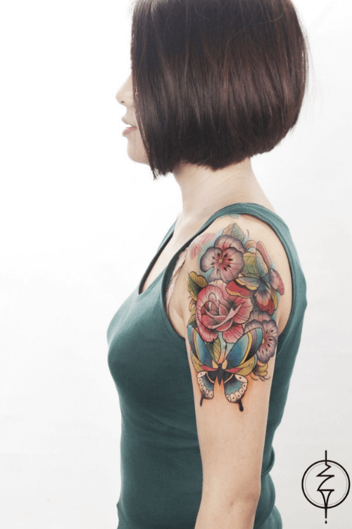 flower butterfly tattoo