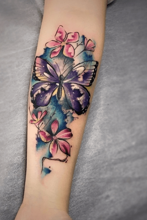 purple butterfly tattoo