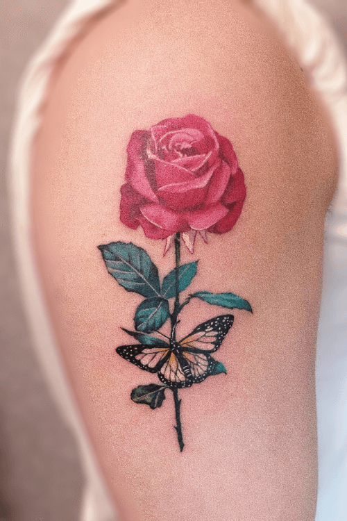 rose butterfly tattoo