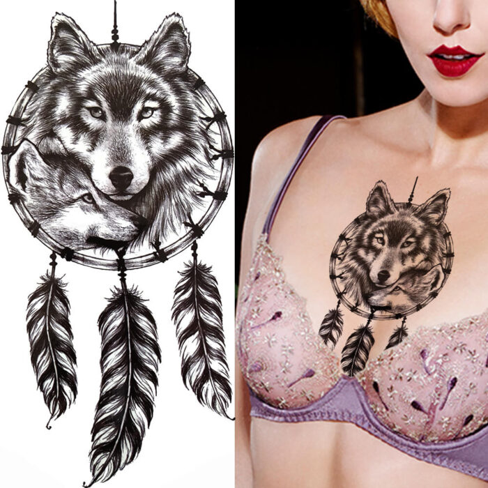 fur wolf temporary tattoo